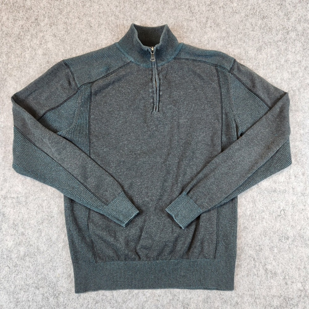 BKE Sweater Men M Blue Quarter Zip Athletic Fit Ribbed Pullover Casual Mock Neck
